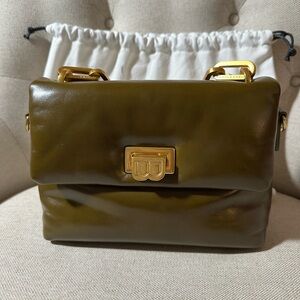 Brandon Blackwood Yuta Leather Crossbody Shoulder Bag with Gold Hardware
